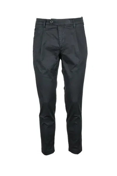 Bro-ship Slim Tapered Black Cotton Stretch Trousers