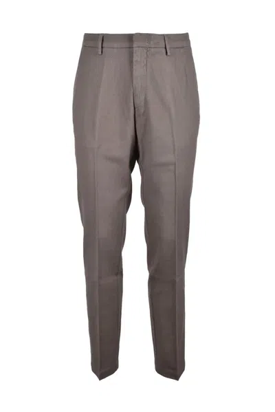 Bro-ship Tailored Fit Cotton Elastane Trousers With Straight Leg Design In Gray