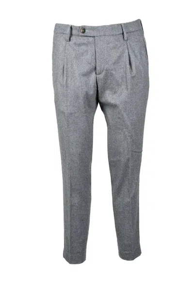 Bro-ship Tailored Grey Cashmere-blend Trousers With Refined Pleats In Gray