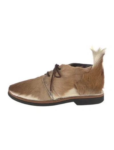 Pre-owned Brother Vellies Antelope Animal Print Oxfords In Brown/neutrals