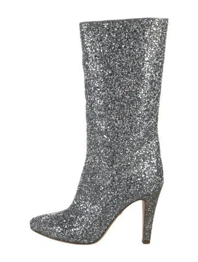 Pre-owned Brother Vellies Glitter Patterned Boots In Metallic/silver