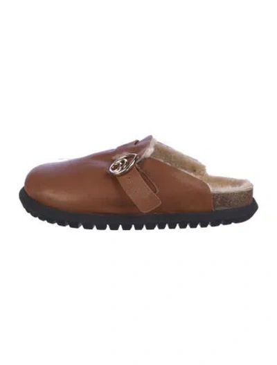 Pre-owned Brother Vellies Leather Mules In Brown