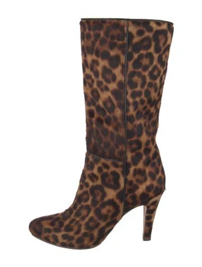 Pre-owned Brother Vellies Ponyhair Animal Print Boots In Brown