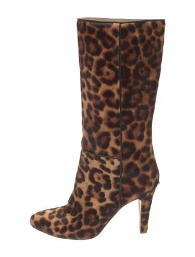 Pre-owned Brother Vellies Ponyhair Animal Print Boots In Brown