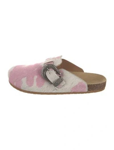 Pre-owned Brother Vellies Ponyhair Animal Print Mules In Neutrals