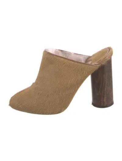 Pre-owned Brother Vellies Ponyhair Mules In Yellow