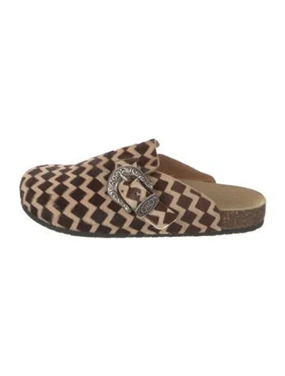 Pre-owned Brother Vellies Ponyhair Printed Mules In Brown