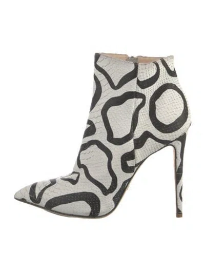 Pre-owned Brother Vellies Python Animal Print Boots In White