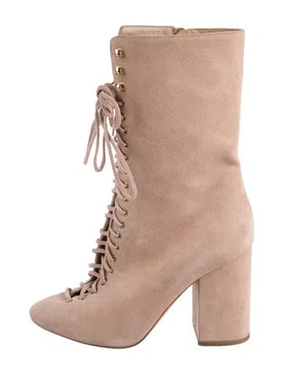 Pre-owned Brother Vellies Suede Lace-up Boots In Pink