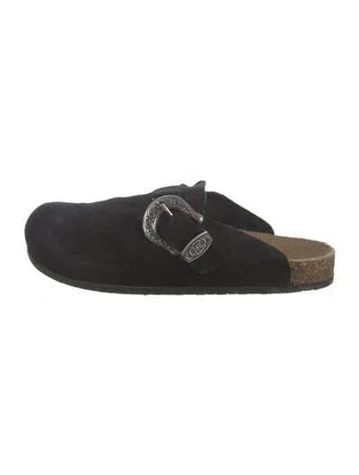 Pre-owned Brother Vellies Suede Mules In Black