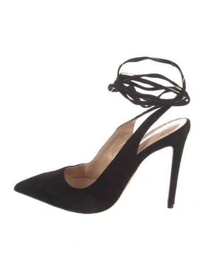 Pre-owned Brother Vellies Suede Slingback Pumps In Black