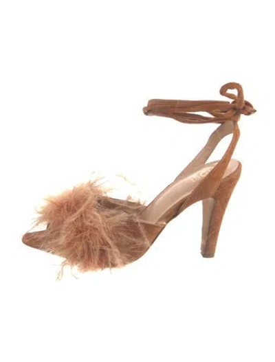 Pre-owned Brother Vellies Suede Slingback Pumps In Brown