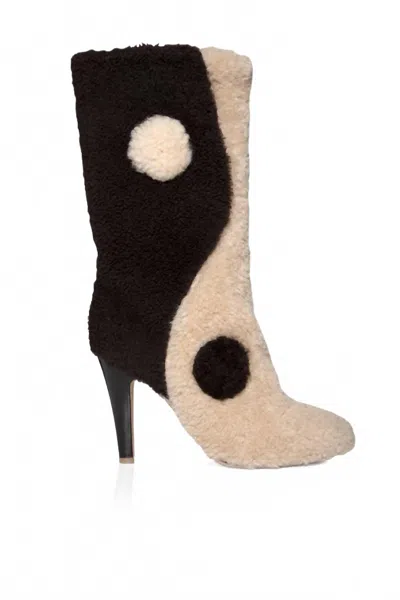 Brother Vellies Women's 20-20 Shearling Boot In Dark Brown/cream In Black