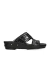Brotini Alligator Leather Anticato Sandals In Black