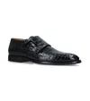 Brotini Crocodile Leather Brogues In Black