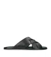 Brotini Leather Cross-strap Sandals In Black