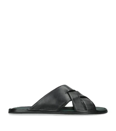 Brotini Leather Cross-strap Sandals In Black