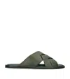 Brotini Leather Cross-strap Sandals In Green
