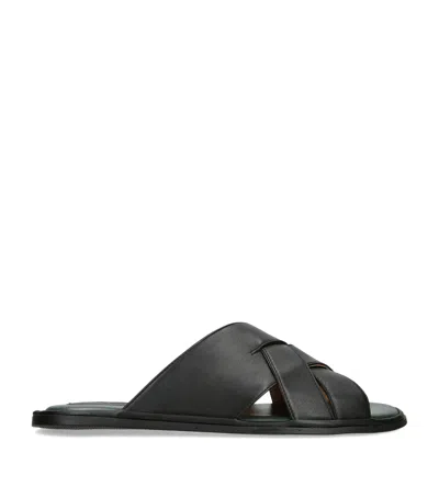 Brotini Leather Cross-strap Sandals In Black
