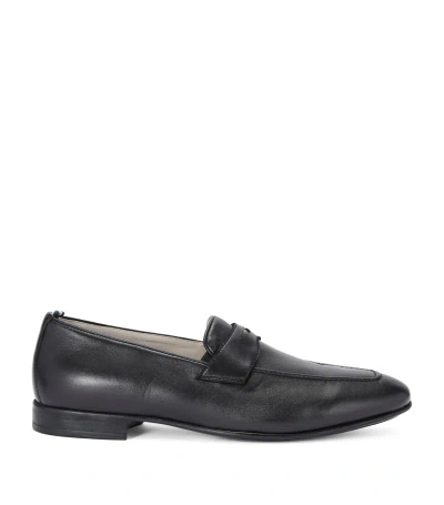 Brotini Leather Penny Loafers In Black