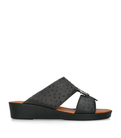 Brotini Leather Struzzo Sandals In Black