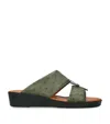 Brotini Leather Struzzo Sandals In Green