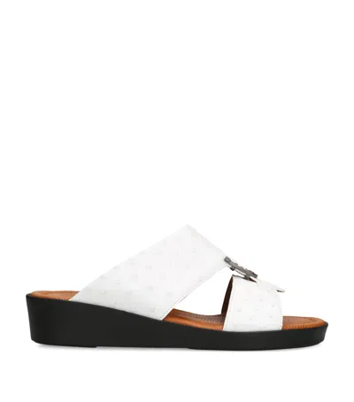 Brotini Leather Struzzo Sandals In White