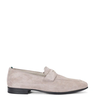 Brotini Suede Penny Loafers In Grey