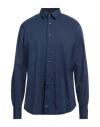 Brouback Man Shirt Navy Blue Size 17 ½ Cotton, Elastane