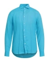 Brouback Man Shirt Turquoise Size 15 ¾ Linen In Blue