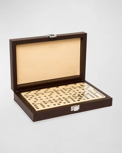 Brouk & Co Domino Game Set With Vegan Leather Case In Chocolate Brown