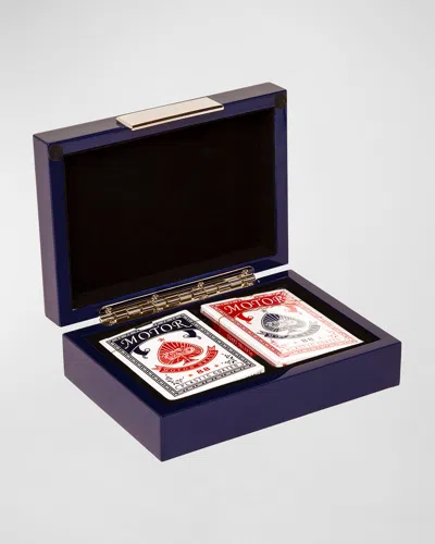Brouk & Co Playing Cards Poker Set In Blue Lacquer