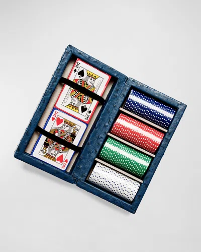 Brouk & Co Poker Game Set With Vegan Leather Case In Blue