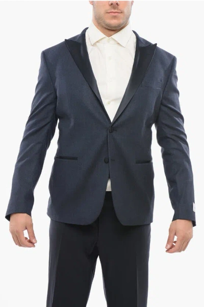 Browngreen Satin Peak Lapel Blazer With Welt Pockets