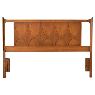Pre-owned Broyhill Brasilia Mid Century Modern  Queen Headboard Frame In Brown