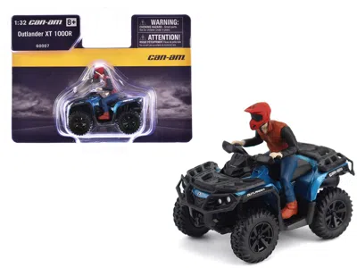 Brp Models Can-am Outlander Xt 1000r Atv Oxford Blue Metallic With Driver Figure 1/32 Diecast Model By Brp Mode