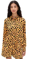 Bruceglen Cheetah Spot Stretch Silk Button Up Shirt Cheetah Spot In Animal Print