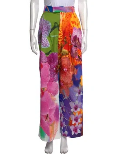 Pre-owned Bruceglen Floral Print Wide Leg Pants W/ Tags In Multicolor