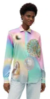 Bruceglen Muva Pearl Print Charmeuse Button-up Pearl In Pearl