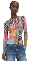 Bruceglen Scribble Check Knit Top Scribble Check