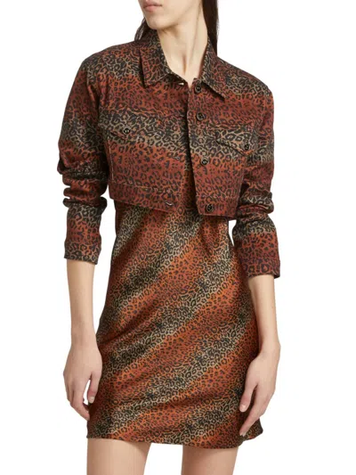 Bruceglen Women's Leopard Crop Jacket In Brown