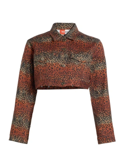 Bruceglen Women's Leopard Crop Jacket In Brown