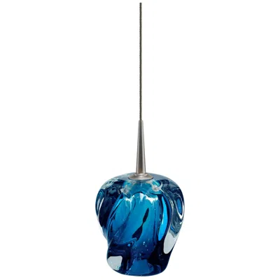 Bruck Lighting Aurora 4 1/2"w Matte Chrome Led Mini Pendant With Blue Glass