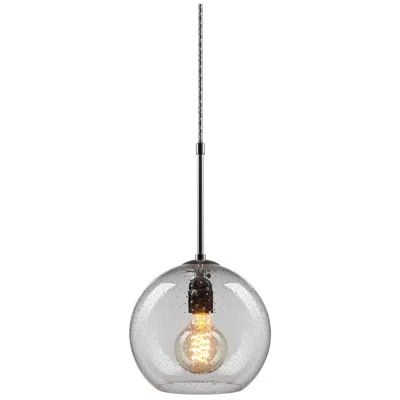 Bruck Lighting Bobo 3 8.5" Matte Chrome Pendant W/ Clear Glass Shade In Black