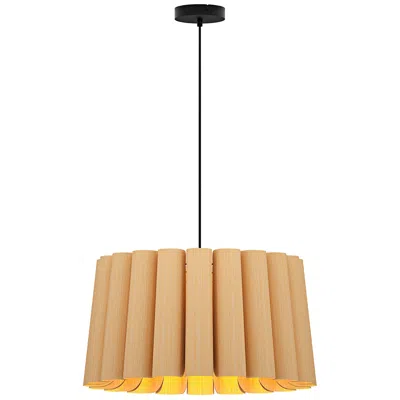 Bruck Lighting Renata 22" Wide Black Metal Ash Wood Pendant Light - Made To Order