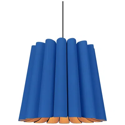 Bruck Lighting Renata Long Pendant Wep Light Collection - Black Finish - Blue Shade