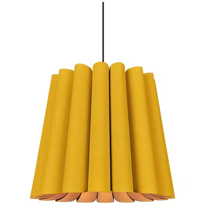 Bruck Lighting Renata Long Pendant Wep Light Collection - Black Finish - Ocher Shade In Yellow