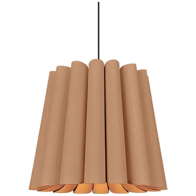 Bruck Lighting Renata Long Pendant Wep Light Collection - Black Finish - Petribi Shade In Brown
