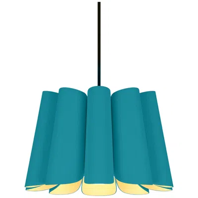 Bruck Lighting Renata Pendant Wep Light Collection - Black Finish - Light Petrol Shade In Blue