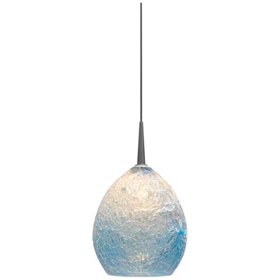 Bruck Lighting Vibe 5 1/2" Wide Matte Chrome Blue Art Glass Mini Pendant